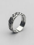 Bague Gothique Gravée Vintage – Acier Inoxydable Unisexe – Ajustable – Style Punk G avec Écriture Noire