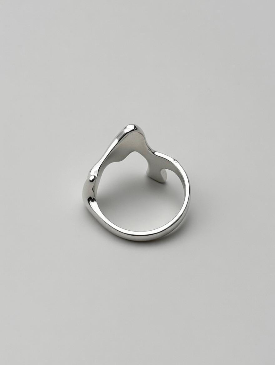 Bague Argent 925 Design Abstrait Organique – Bijou Sculptural Fluide Moderne Minimaliste
