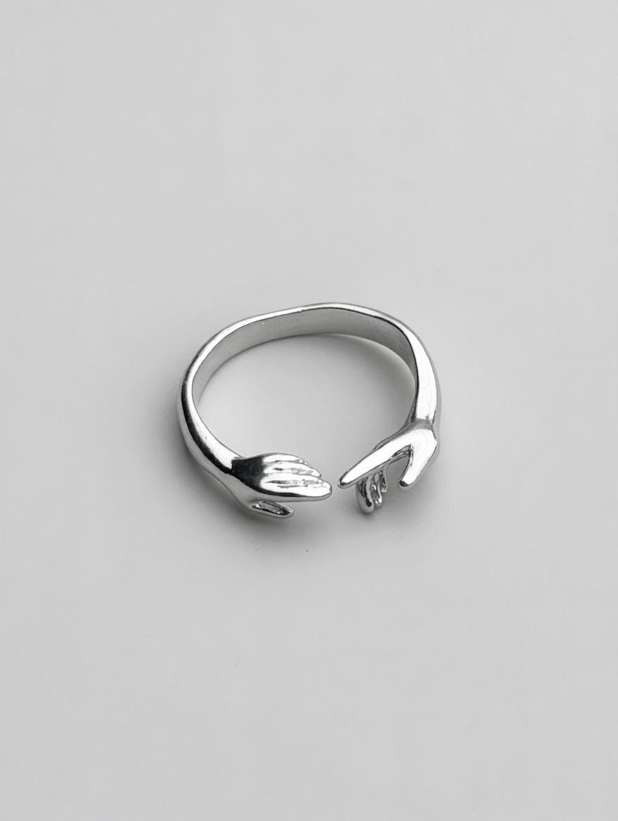 Bague main love câlin - bague vintage -  safe ring - ajustable moderne chic en acier inoxydable