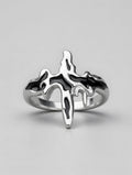 Bague Acier Inoxydable Sculpturale Dripping Noir & Argent – Design Abstr