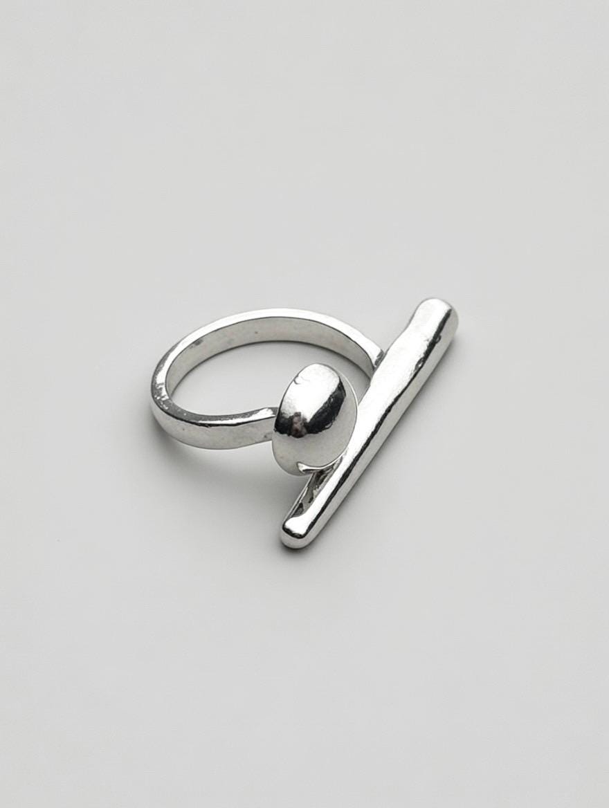 Bague minimaliste asymétrique – Argent / Acier inoxydable • Design contemporain • Unisexe