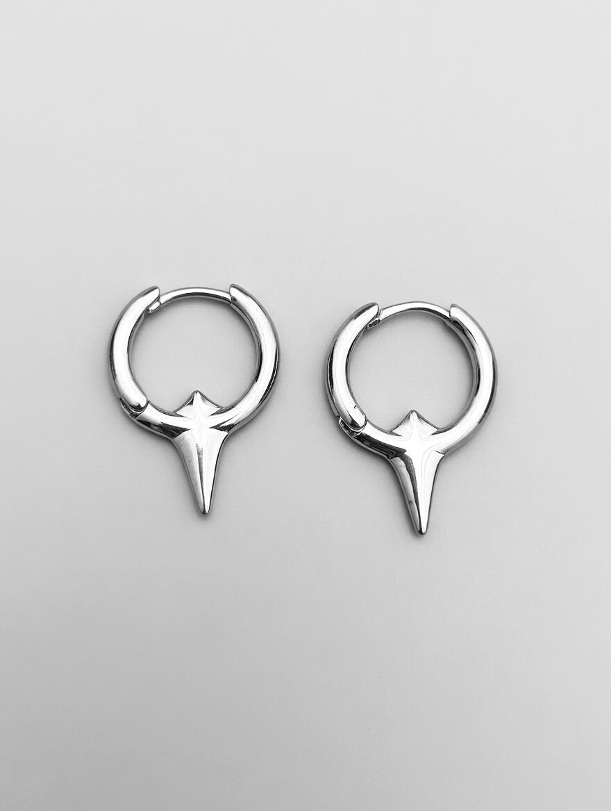 Boucles d’oreilles  en pointes en acier inoxydable -  PUNK ANNEAUX - GRUBGE créative