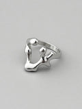 Bague Acier Inoxydable Sculpturale Abstraite – Forme Organique Fluide Mod
