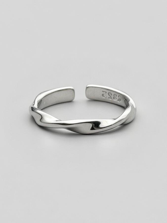 Bague torsadée en argent 925 sterling – Design élégant, ajustable & unisexe