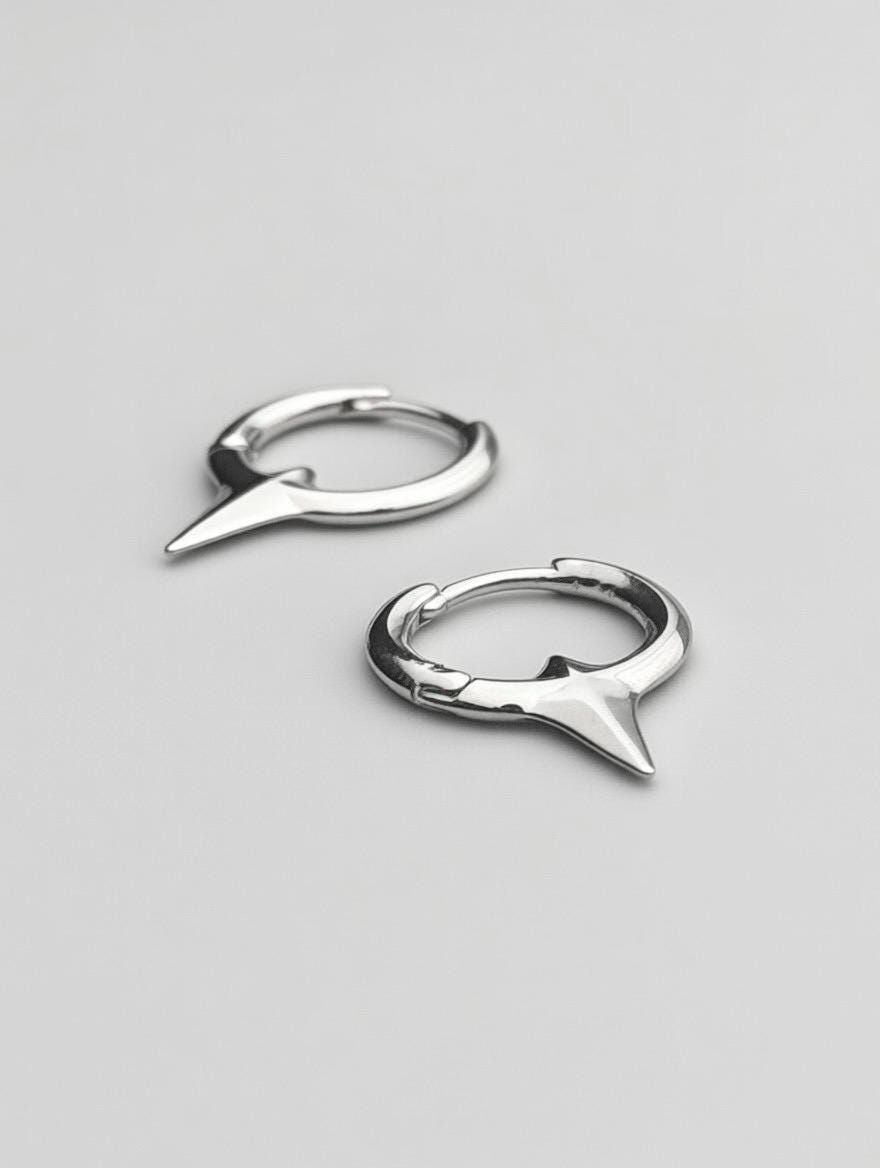 Boucles d’oreilles  en pointes en acier inoxydable -  PUNK ANNEAUX - GRUBGE créative
