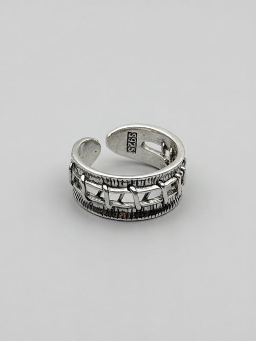 Bague Argent 925 Ajustable Motif Cousu Tressé