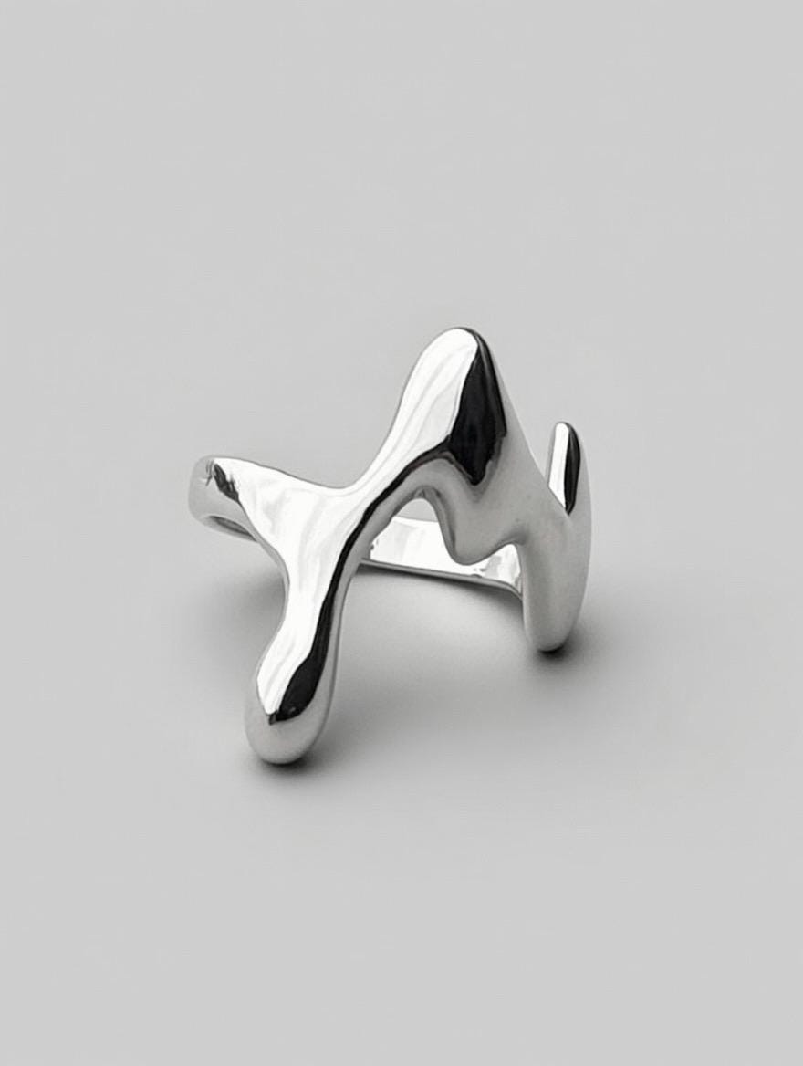 Bague Argent 925 Design Abstrait Organique – Bijou Sculptural Fluide Moderne Minimaliste