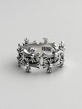 Bague gothique en croix sculptées en argent 925 sterling – Design brute, Dark Grunge, ajustable & unisexe