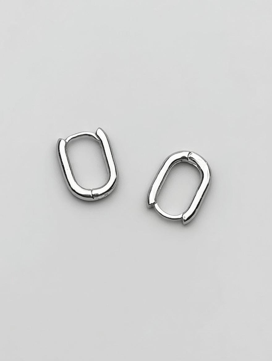Boucles d’Oreilles Argent 925 Créoles Ovales Minimalistes – Hoops Géométriques Élégants Petits Format Poinçonn