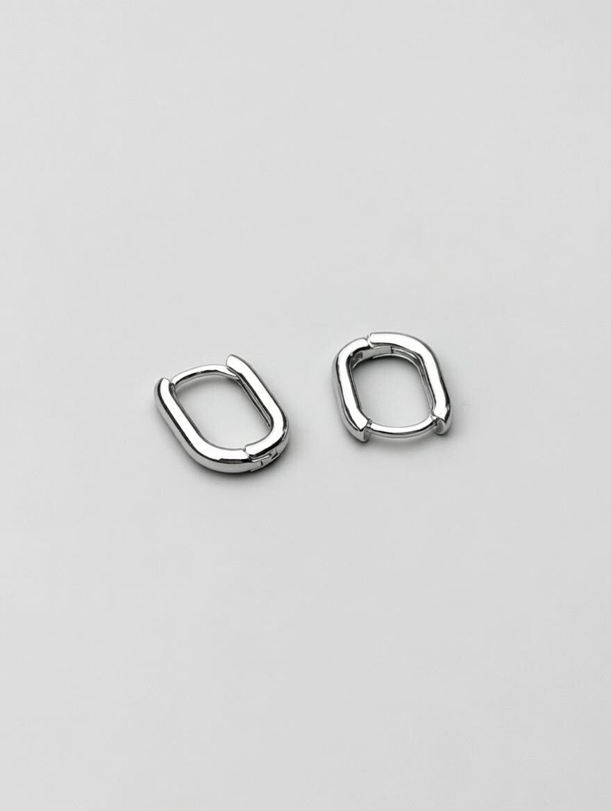 Boucles d’Oreilles Argent 925 Créoles Ovales Minimalistes – Hoops Géométriques Élégants Petits Format Poinçonn