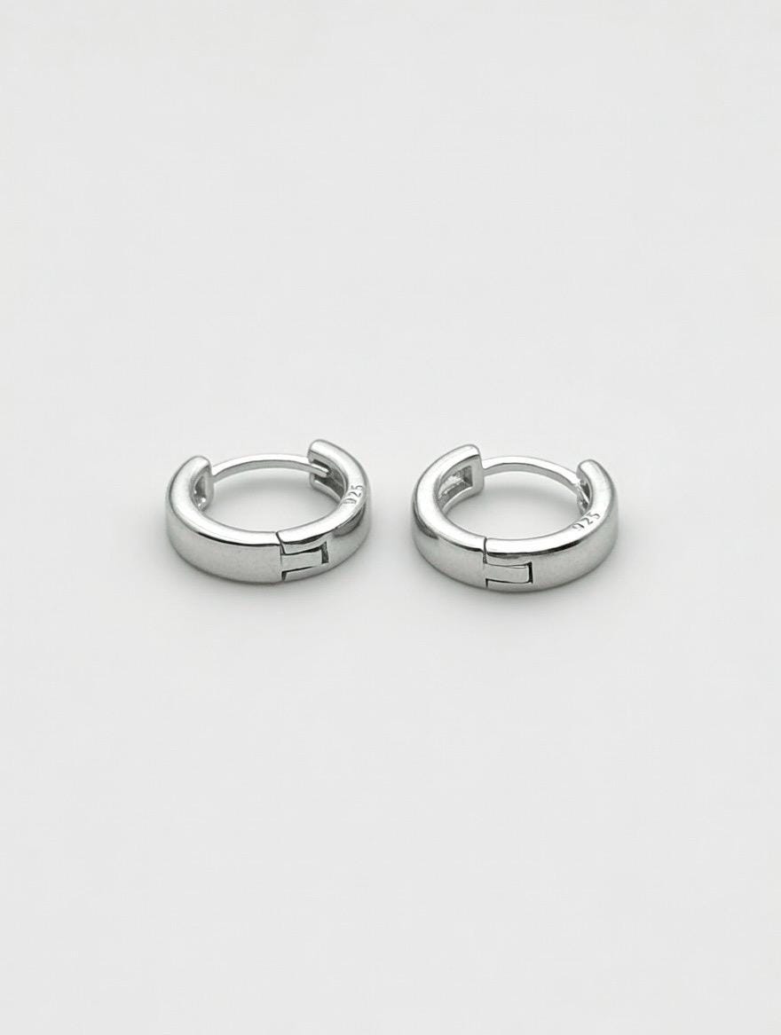 Boucles d’Oreilles Argent 925 Créoles Minimalistes Épaisses – Hoops Circulaires Petits Format Poinçonnés 925