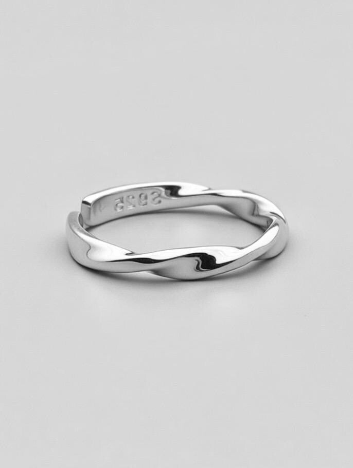 Bague torsadée en argent 925 sterling – Design élégant, ajustable & unisexe